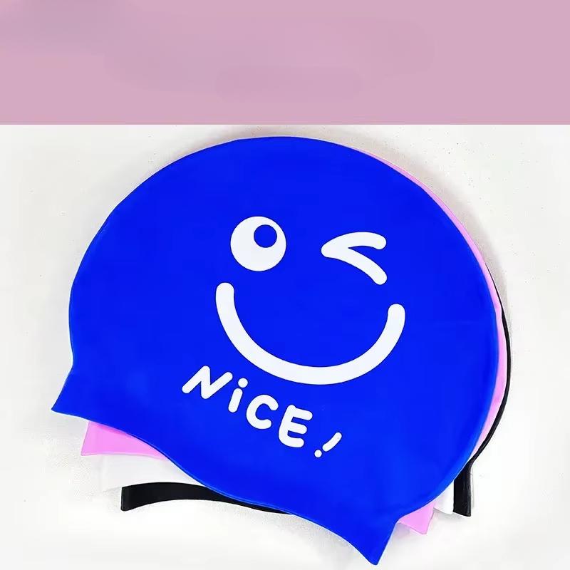Silikon-Badekappen für Erwachsene für Damen langes Haar wasserdicht Ohrenschutz Badekappe Frau bedruckte Badekappe Schwimmzubehör