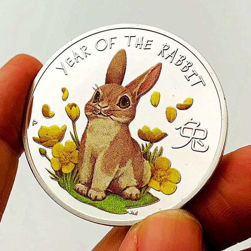 2023 Australian Zodiac Rabbit Baby Silver Plated Color Printing Commemorative Medal Gold Coin for the Year of the Birth and New Year Coins