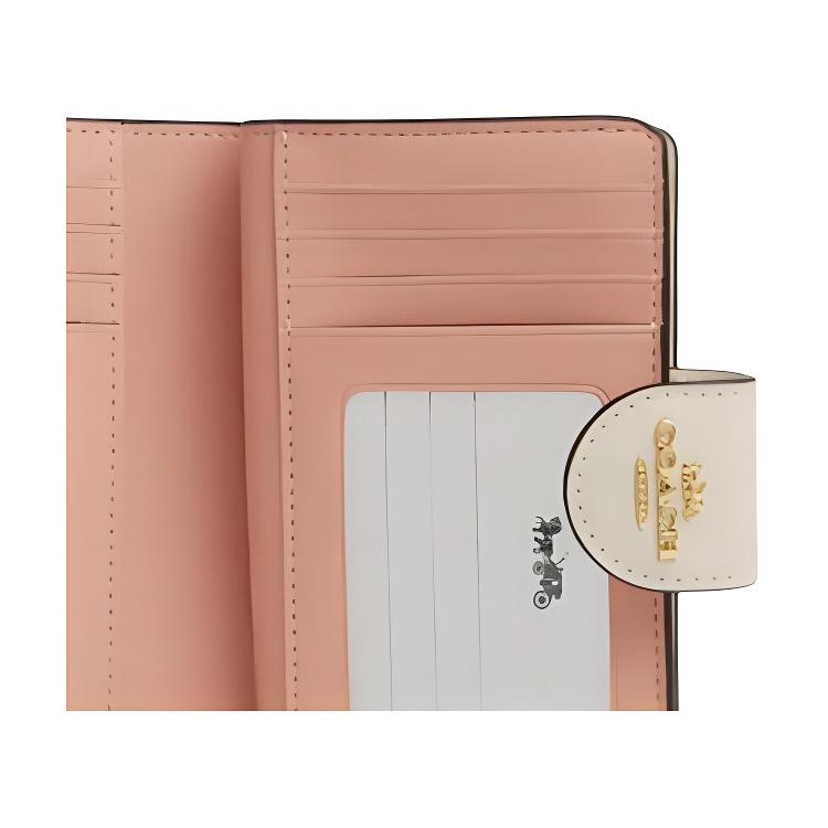 Nova Carteira Média Feminina COACH Corner Zip Lona Revestida Dourada e Areia CAR13-IMSAS