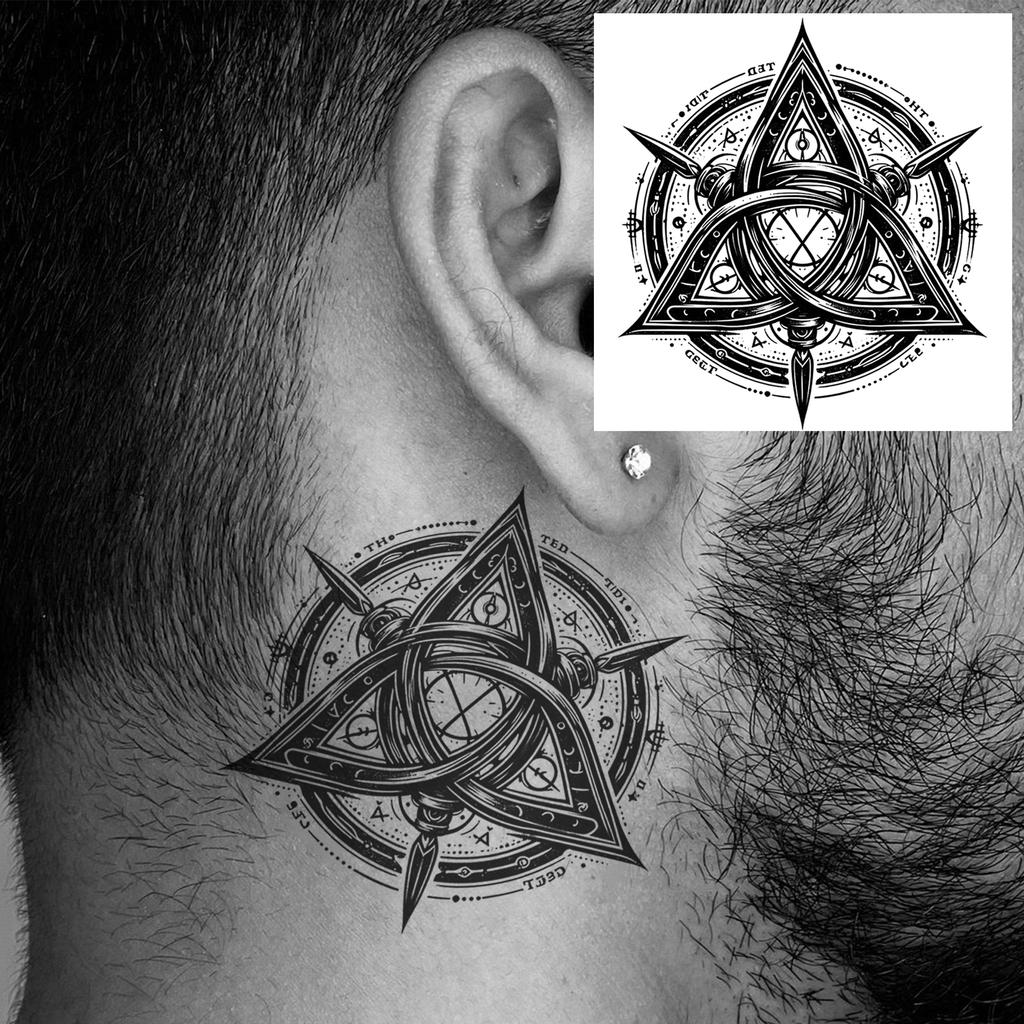 1 Sheet Graffiti Anchor Compass Temporary Tattoos For Adults Hands Necks Ankle, Fake Tattoo Stickers Waterproof Realistic Tatoos