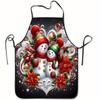 1pc Snowman Christmas Apron Sleeveless Suitable for Home Kitchen Baking with Snowman & Snowflake, Polyester Apron for &, Festive Kitchen Decorations,