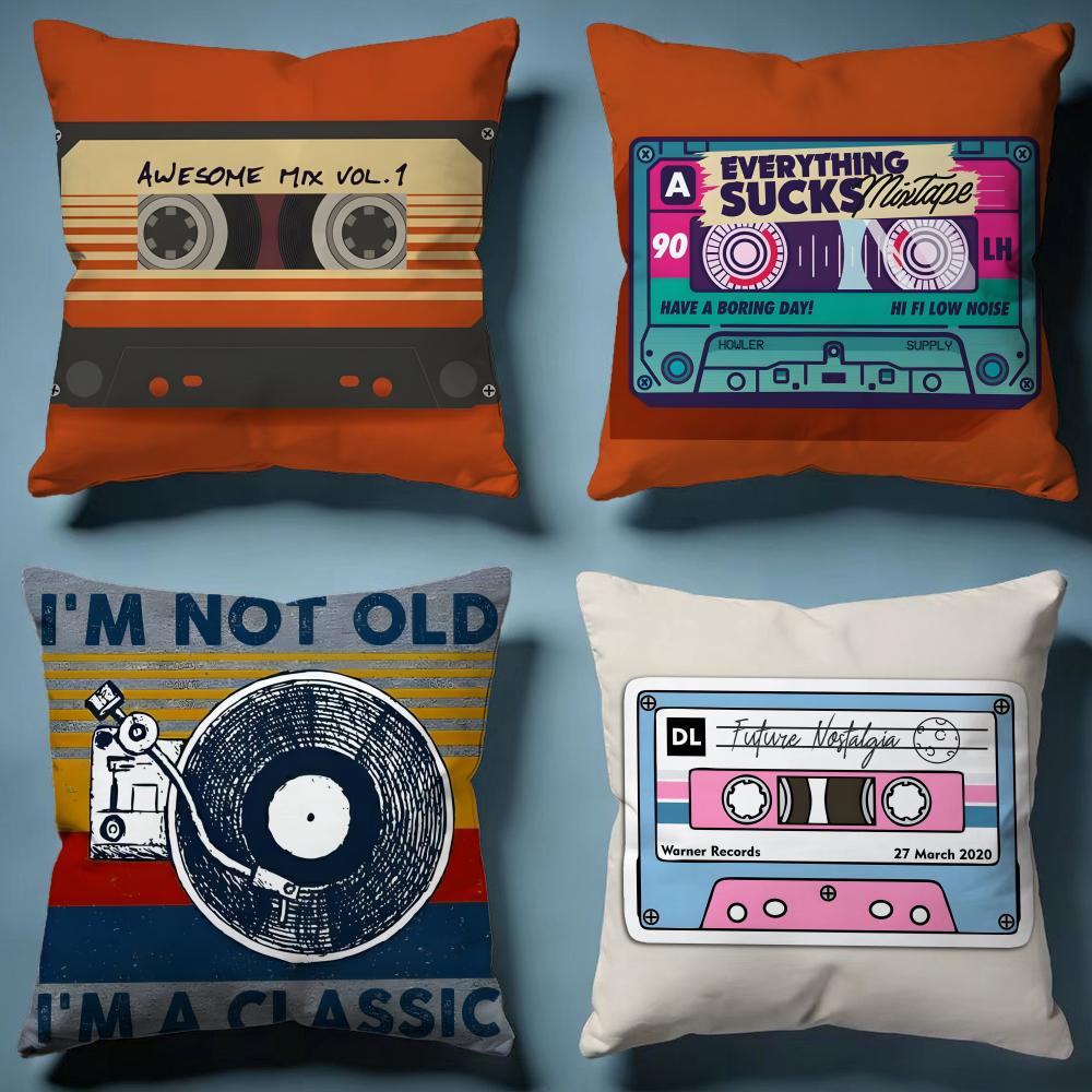 Music Tape Cushion Cover Soft Decorative Pillow Case Suitable for Bedroom Sofa Car Travel Use