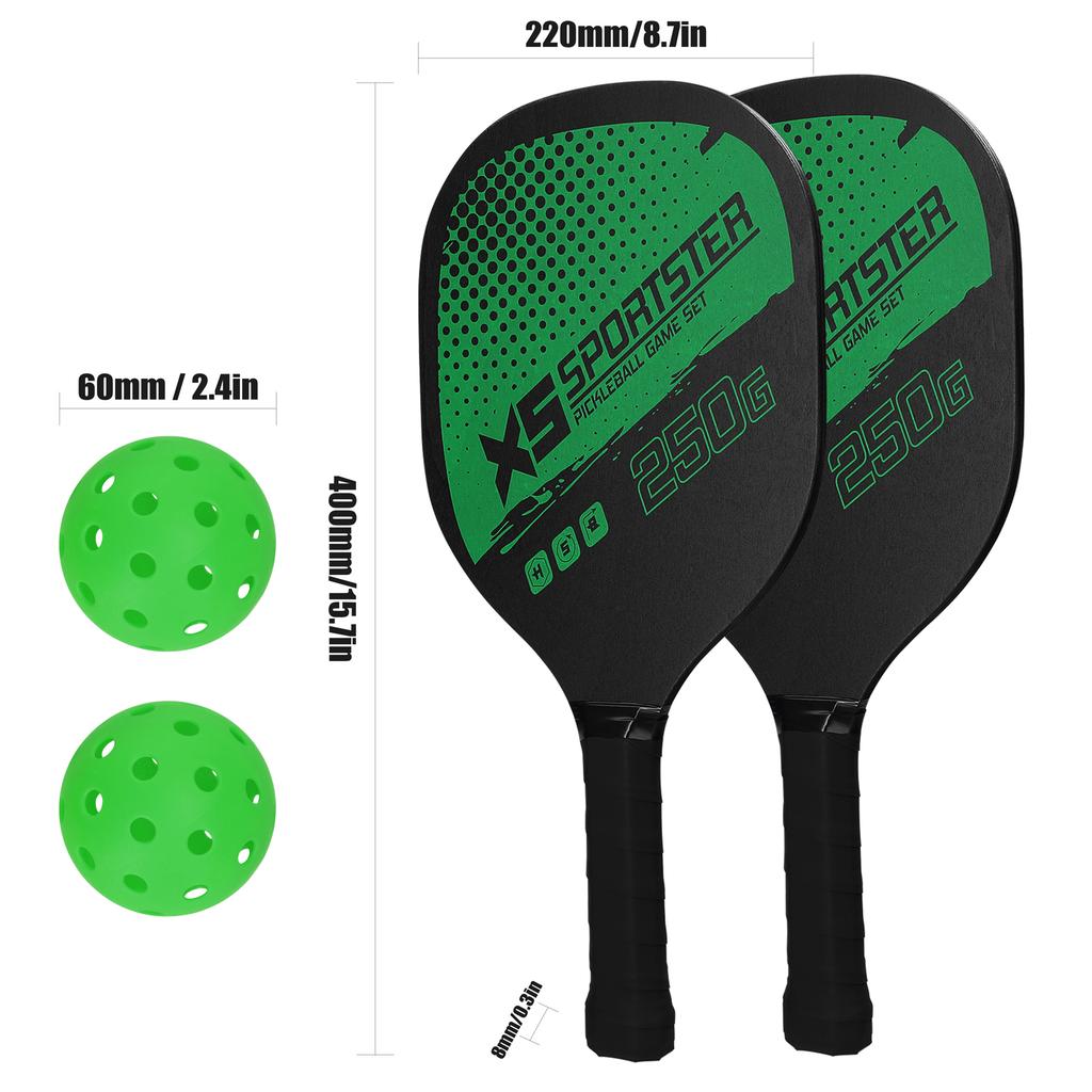 Pickleball Rackets Set Pickleball Paddle Set of 2 Rackets and 4 Pickleballs Balls Pickleball Racquet with Balls Sports Accessory