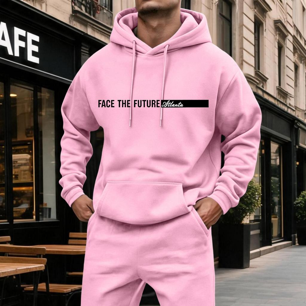 Men's Casual Hoodie with Large Pockets, Color Long Sleeve Sweatshirt