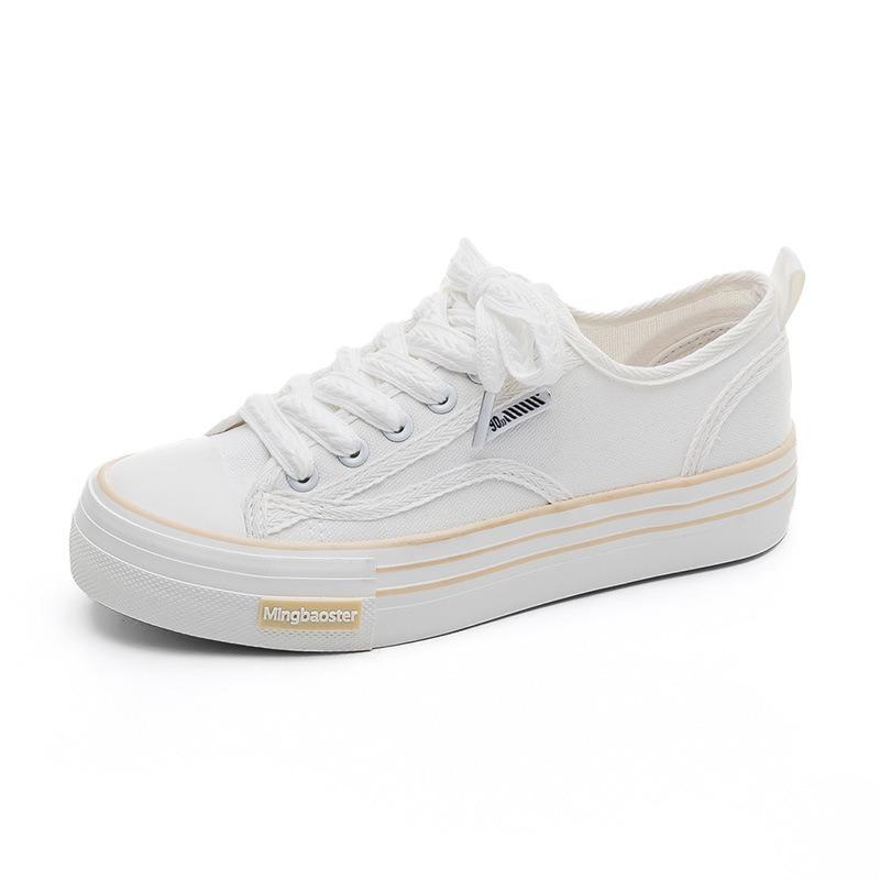 Wheat ear shoelaces platform canvas shoes women's summer breathable new versatile niche board shoes soft sole white shoes