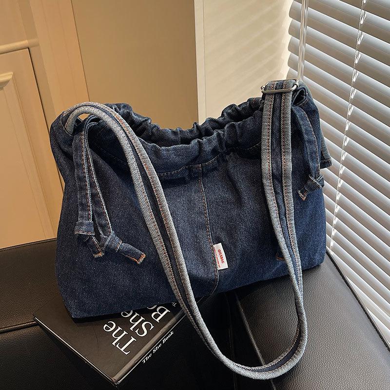 New Niche Fashion Korean Casual Denim Tote Bag Commuter Versatile Large Capacity Lightweight Messenger Bag