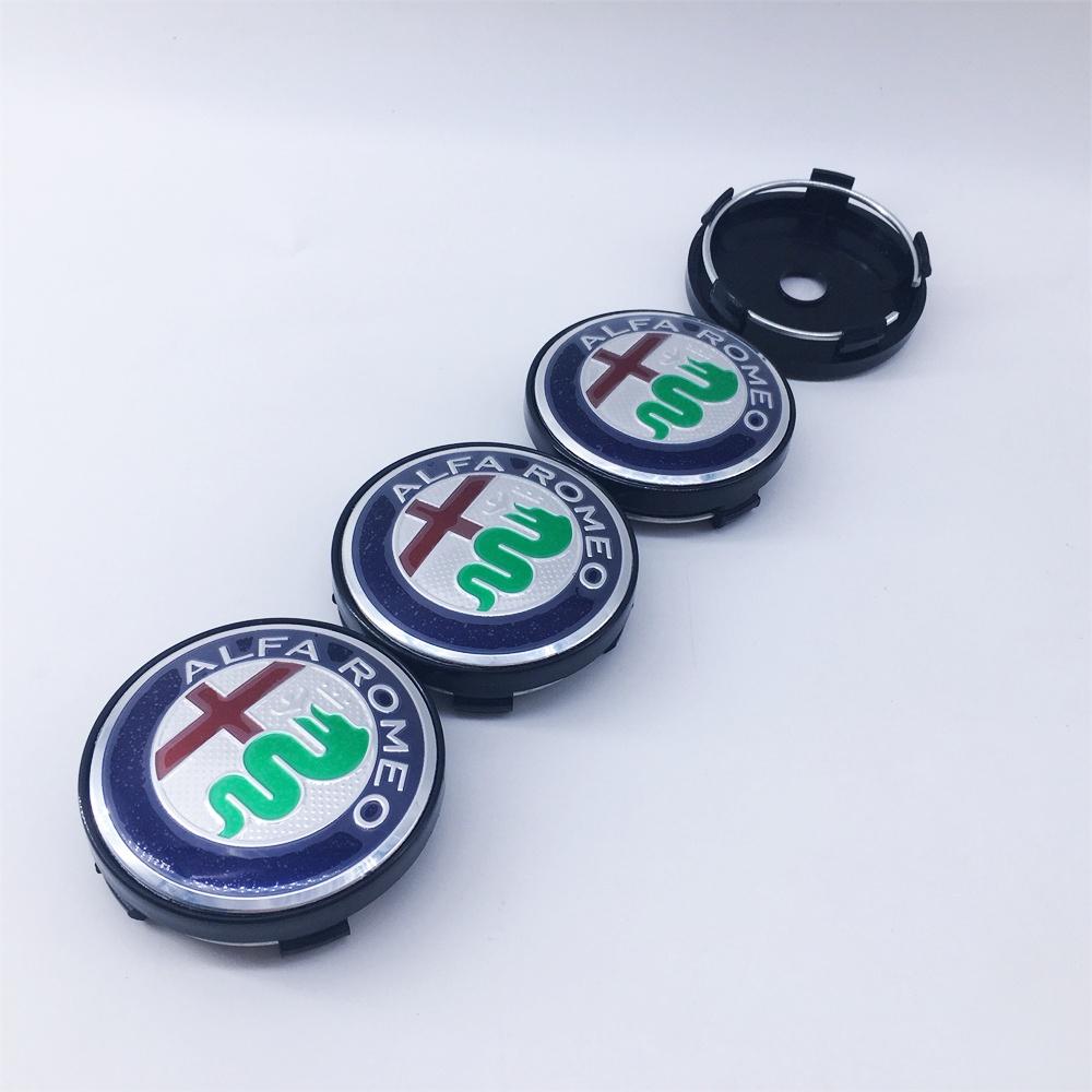 QMUT6 4PCS 60mm Black Metal Emblem Auto Hub Caps for Alfa Romeo 030 T60 Stelvio Sportiva GTAM Mito - Styling & Decoration Accessories