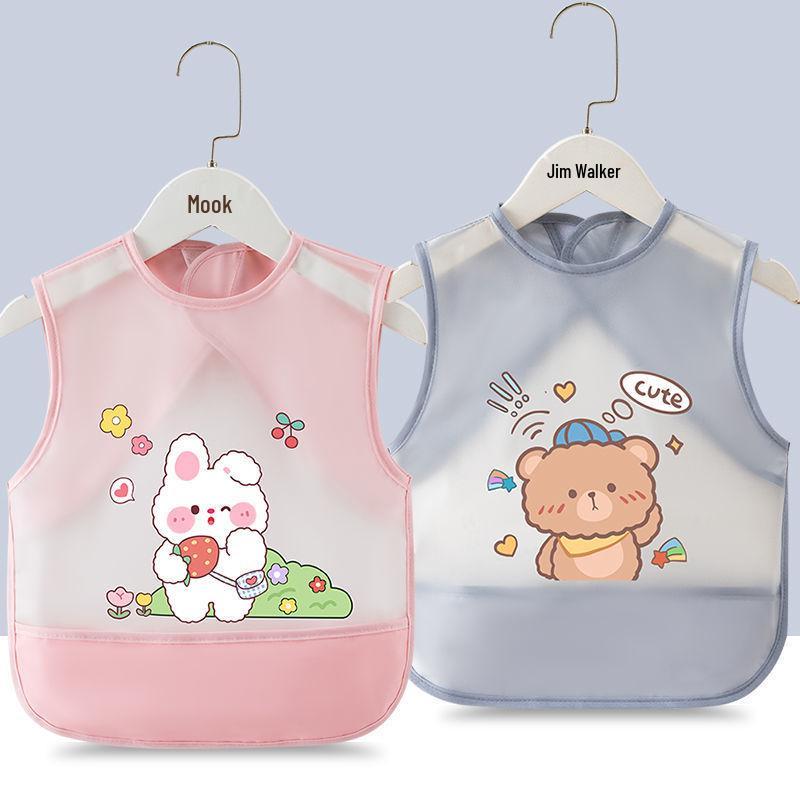 Waterproof Unisex Baby Bib: Anti-Stain Sleeveless Smock for Kids, Reversible Protective Wear.