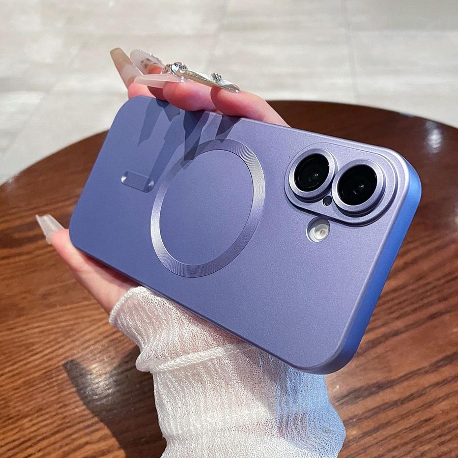 

Роскошный металлический чехол-бампер с магнитной беспроводной зарядкой для iPhone 16 Pro Max 16 Plus iPhone 15 Pro 14 Plus 13 12 11 iPhone 7/8/SE2/SE3 фиолетовый