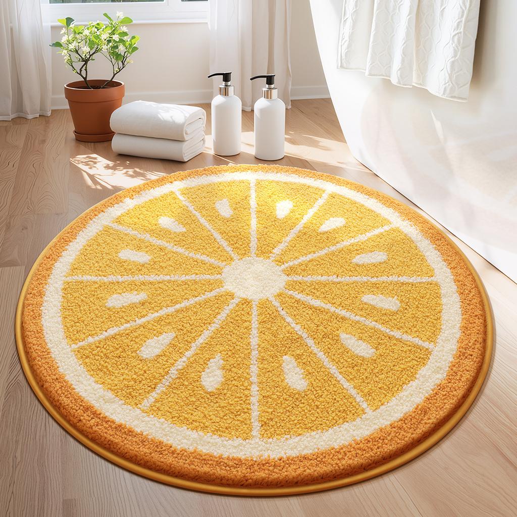 2026 Simple Fruit Bathroom Floor Mat Toilet Semicircular Absorbent Carpet Toilet Non-slip Mat Door Mat