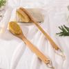 Eco Friendly Beech Wood Long Curved Handle Vegan Sisal Bristle Dry Body Brush Exfoliating Shower Brush Scrub Back Bath Brush