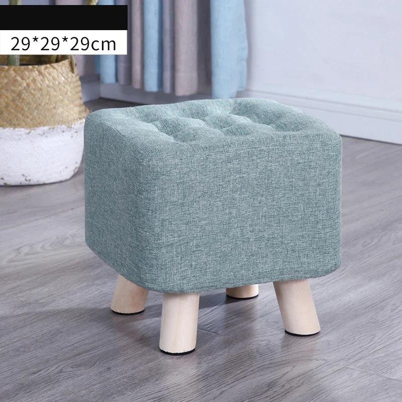 Elastic Foot Rest Stool Solid Wood Square Ottoman for Changing Small Shoes Sofa Bench Hallway Furniture Home Decoration