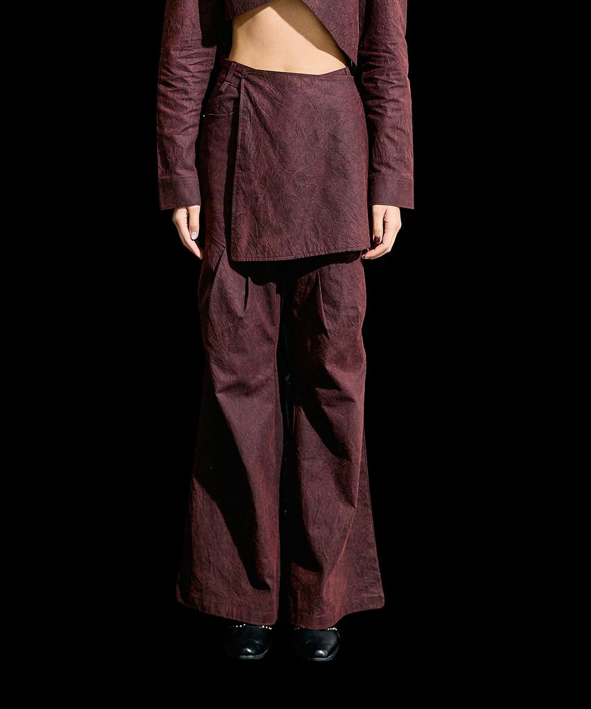 Lekyulli Wrinkle Skirt Pants Burgundy