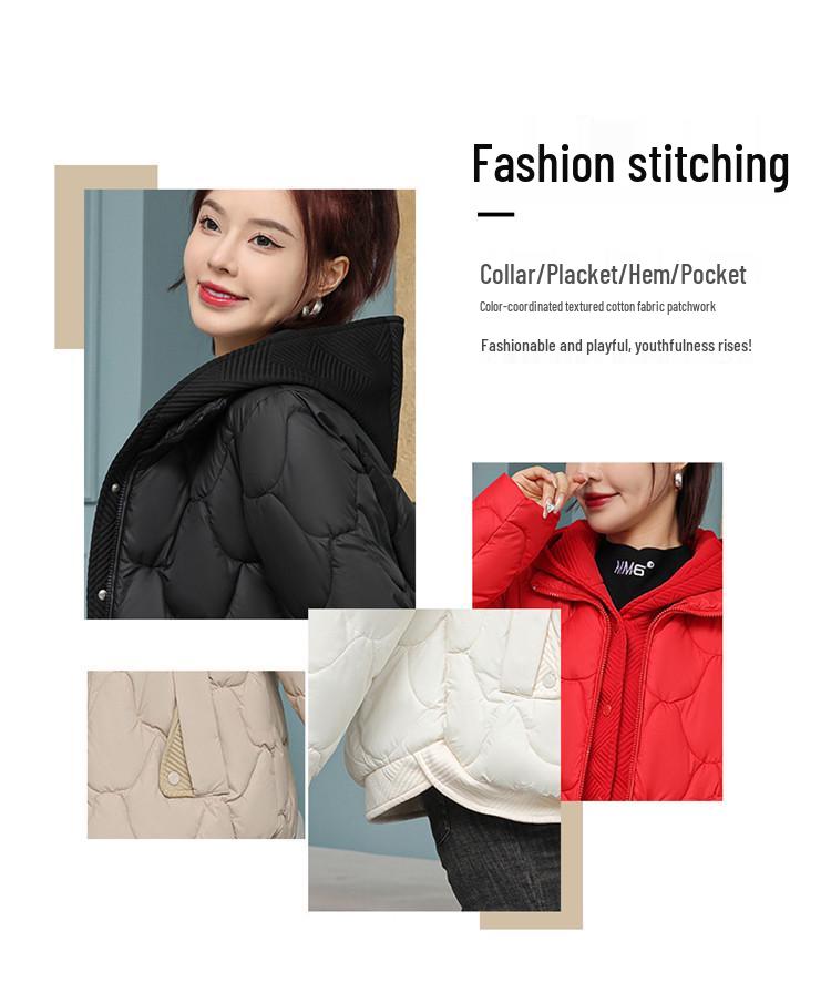 Women's Winter Down Cotton Jacket: Fake Two-Piece Style, Petite, Short, Loose Fit, Korean-Inspired, Bread Coat Design