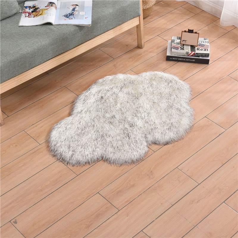 Faux Wool Cloud-Pattern Long Pile Rug for Living Room, Bedroom, and Bay Window