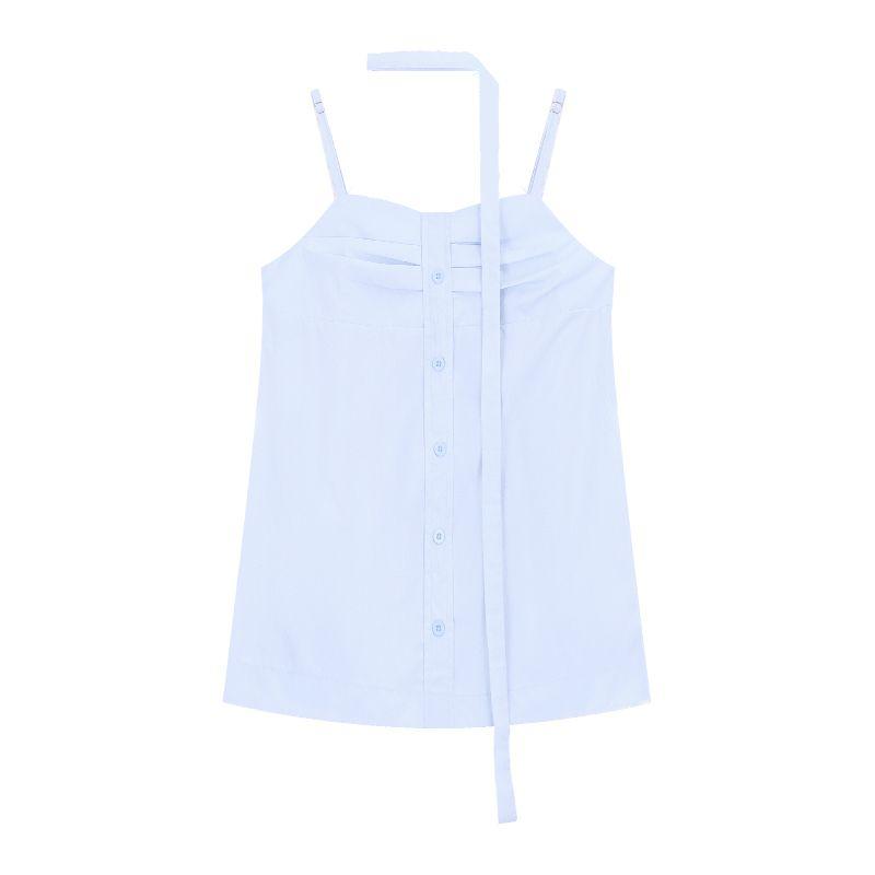 Kumikumi Sweet Design Sense Pleat Cami Women clothes Summer Age-Reducing Chic Slimming Sleeveless Top
