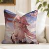 Yae Shrine Maiden Genshin Impact Cushion Cover Natural Linen Double Sided Print  Throw Pillow Case for Sofa Couch Home Decor