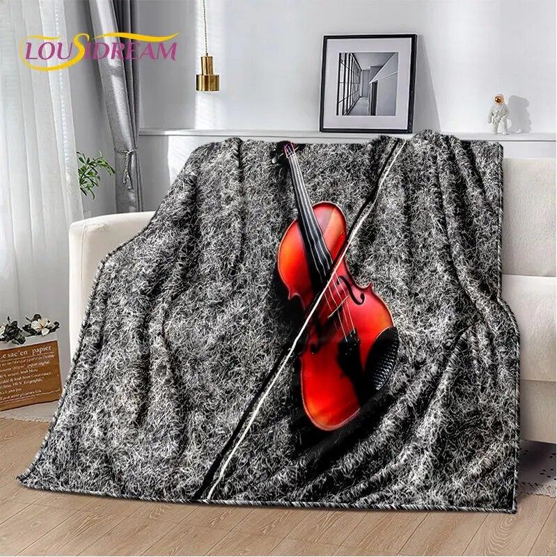 Classical Violin Instrument Music Soft Plush Blanket,Flannel Blanket Throw Blanket for Living Room Bedroom Bed Sofa Picnic Cover