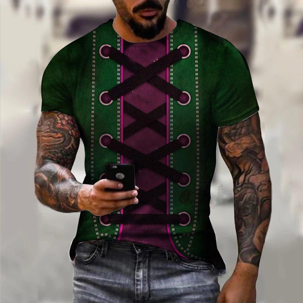 Moda Druk 3D Alternatywne Zabawne Graficzne Koszulki Lato Krótki Rękaw Osobowość Kreatywne Topy Casualowa Męska Koszulka Streetwear
