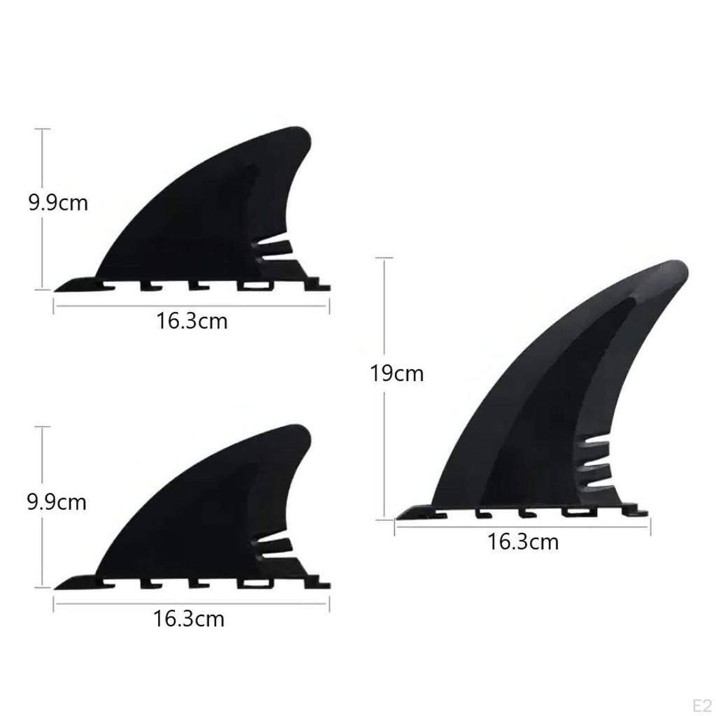 3Pcs Surfboard PVC Fins Set Replacement for Beginners Black Replace Parts Accessory Simple Assemble
