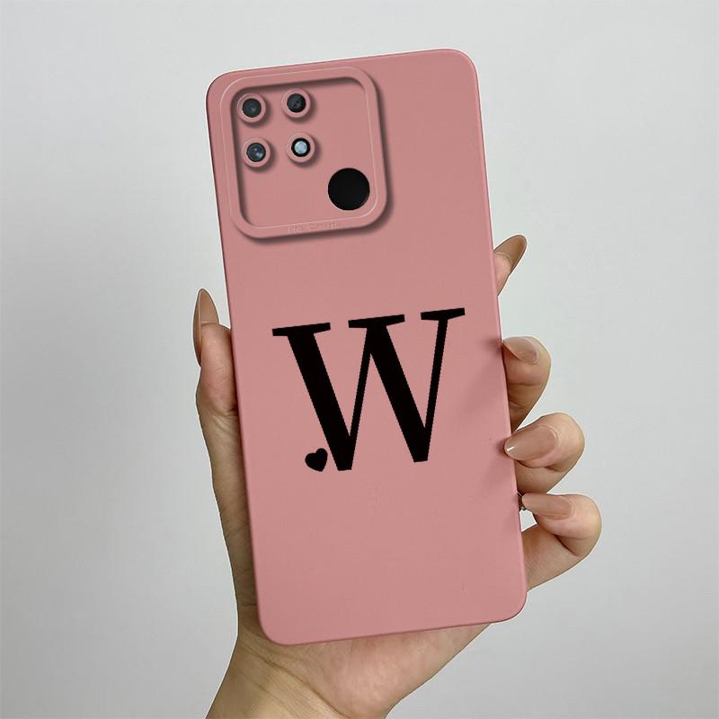 

For Realme Narzo 50A Case Realme Narzo 50A 50i Cover Cute Initial Letters Shockproof Liquid Silicone TPU Phone Case Back Cover Narzo 50A