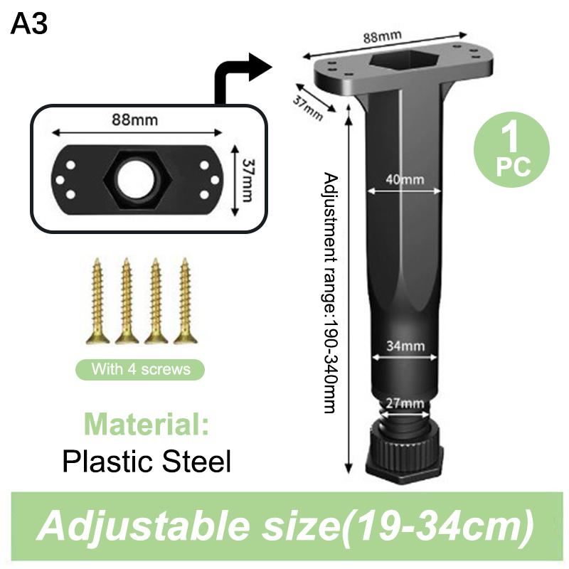 Heavy-Duty Adjustable Height Bed Frame Support Legs Furniture Support Columns Universal For Bed, Sofa, Cabinet, Dresser, Table