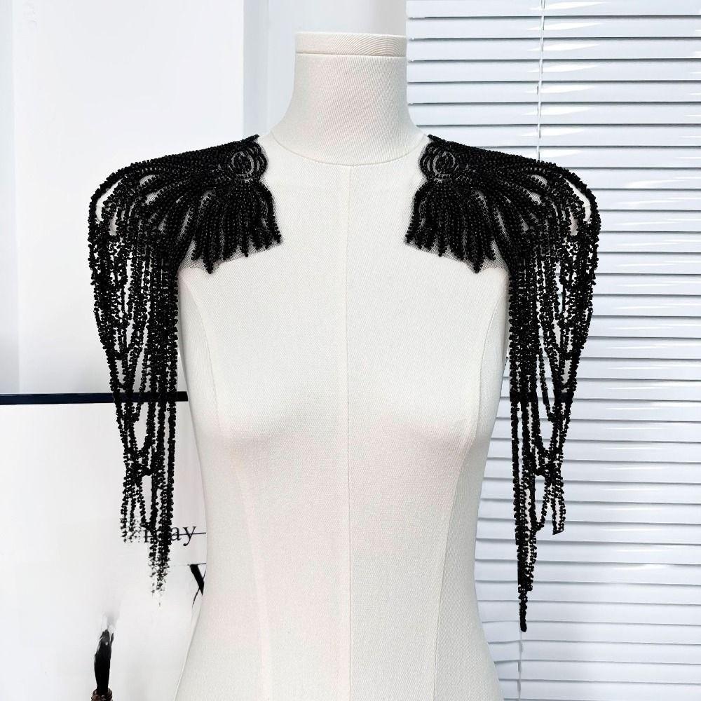 2Pcs Vintage Sequin Shoulder Ornaments DIY Sewing Patch Shoulder Applique  Party Costume