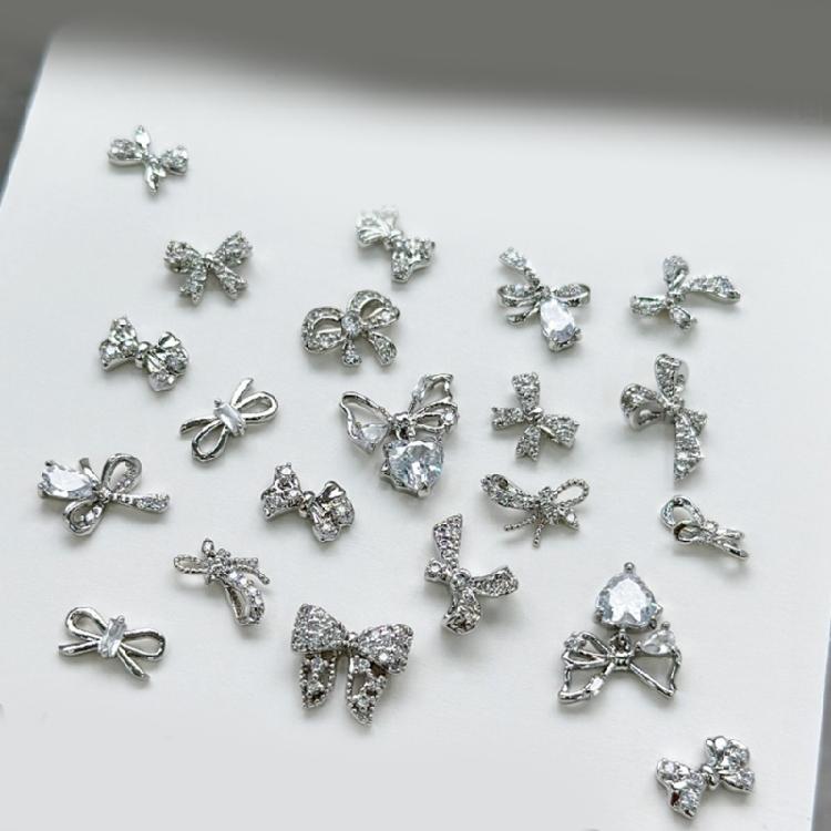 Ribbon Bowknot Nail Art Charms Bow Nail Art Decoration Silver Bowknot Nail Charm