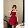 French Skirt Suspender Dress Women's New Summer Pure Desire Wind Sexy Waist Thin Temperament Red Short Dress