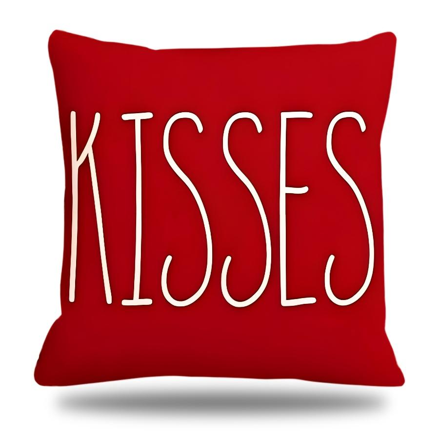 1pc French-Style Valentine's Day Decorative Throw Cover, Single-sided Printed Love-Themed Geometric Cushion Cases with Zip Closure, Polyester Covers