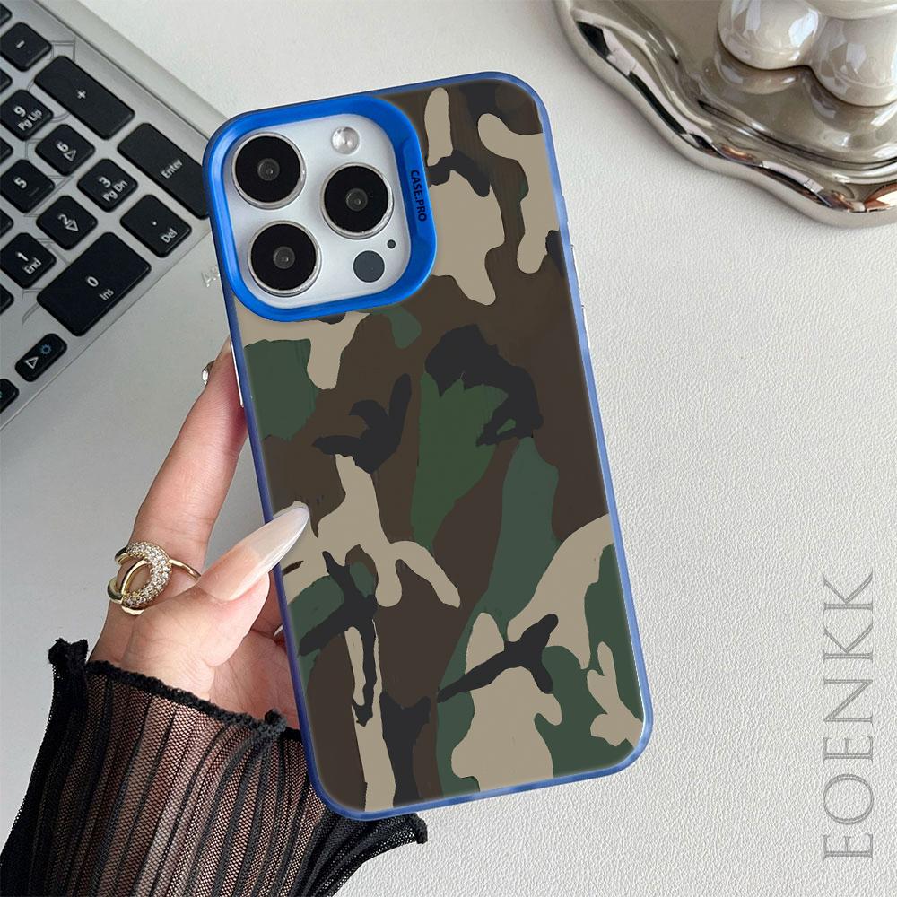 Print Camouflage Pattern Phone Case For iPhone 13 14 11 12 15 16 Pro Max Plus X XR XS Mini Colored Silver Protect IMD Hard Cover