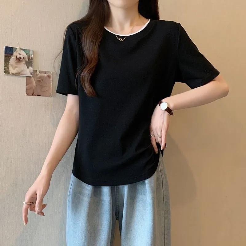 Letní nová ležérní dámská trička pro plnější postavy Krátký rukáv Volný korejský top