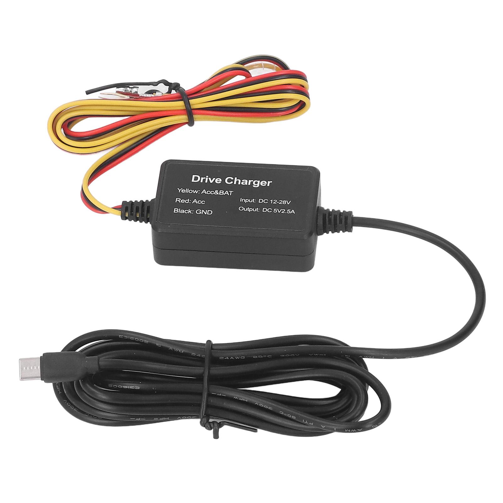 Dash Cam Hardwire Kit Rubber Metal for Mirror Cam GPS Navigator Radar Detector 12‑30V 10W TYPE C