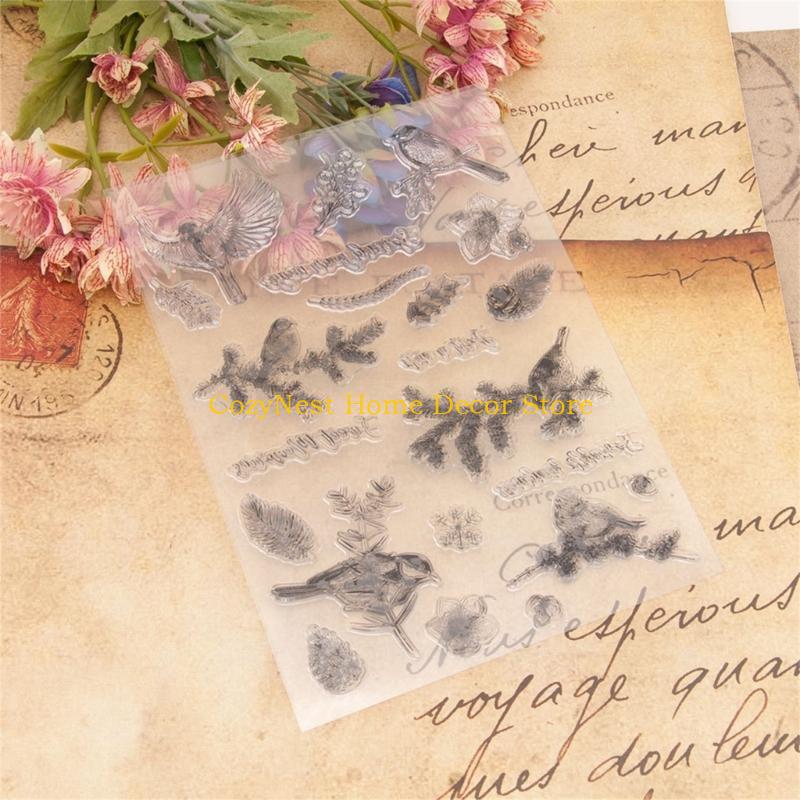 92MF Silicone Seal Stamp Scrapbooking Embossing Photo Album Paper Card Winter Birds