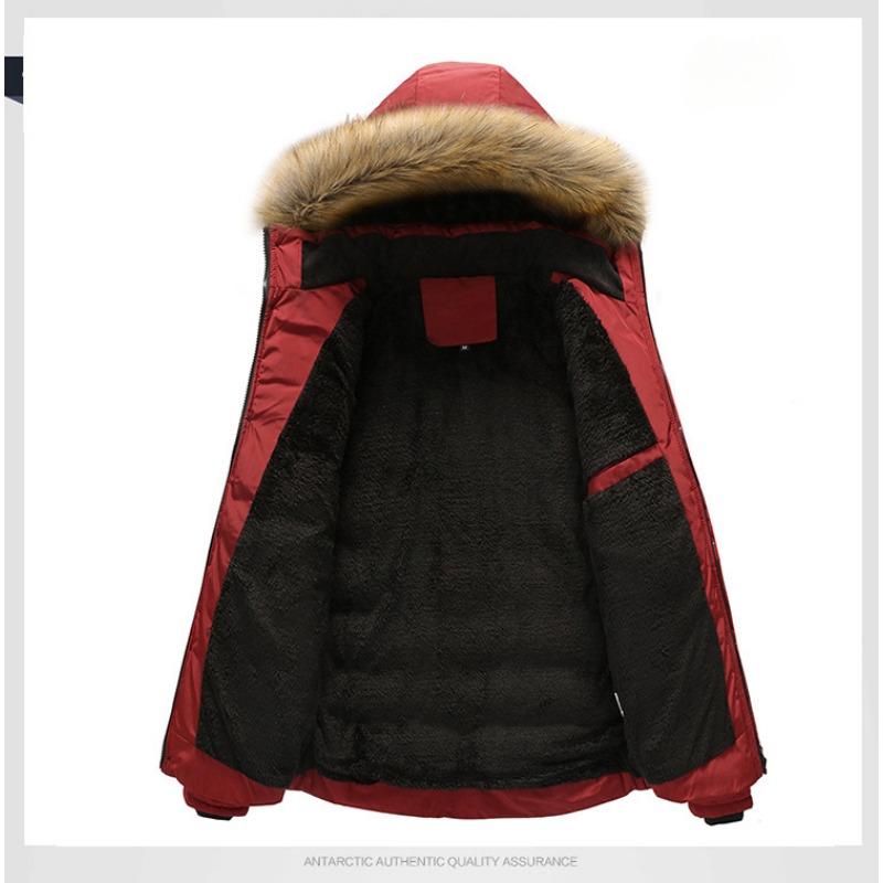 Winter New Men Warm Cotton Jacket Coats Windbreak Thick Warm Fur Collar Hooded Parka Down Jackets Outerwear Thick Male Warm Overcoat Wool Liner Coat