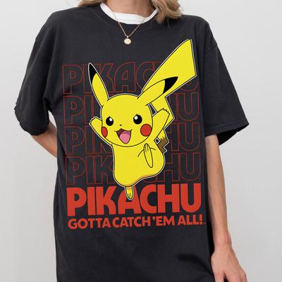 T-shirt Pikachu Pokémon Lavage Vintage Graphique Anime Street Style