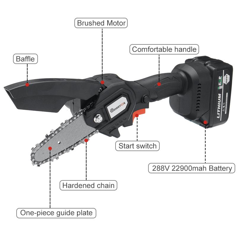 1200W 4 Inches Mini Electric Chain Saw Woodworking Purning Garden Logging Power Tools Adapt to Battery 288Vf