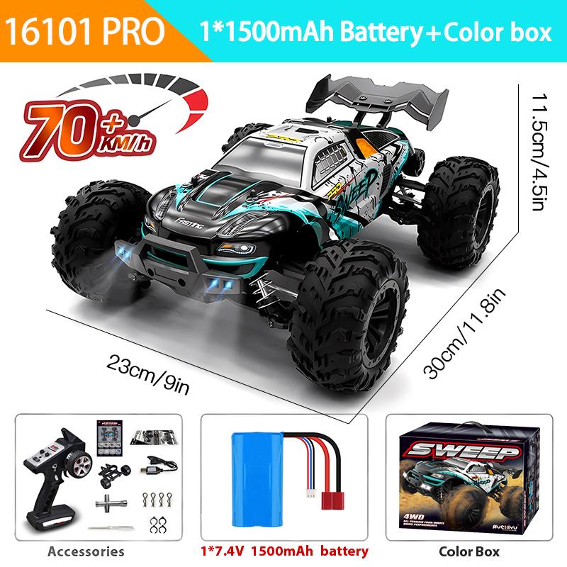 1:16 Professional Remote Control Cars 70KM/H Or 50KM/H 4WD RC Car With LED High Speed Drift Monster 4x4 Truck for Kids vs Wltoys