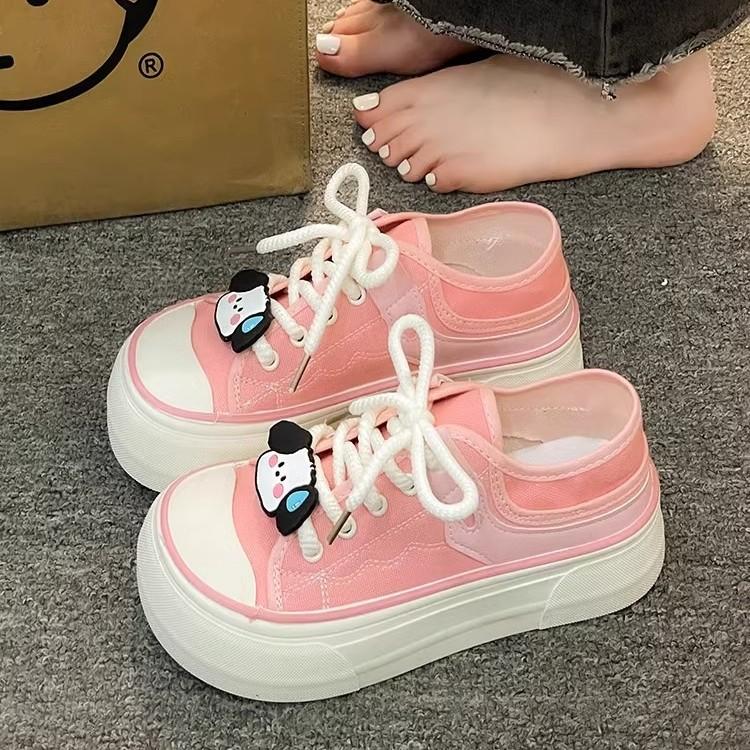 Platform Canvas Shoes Women's New Spring and Autumn Season White Shoes Board Shoes Design Sense Niche, Light and Breathable