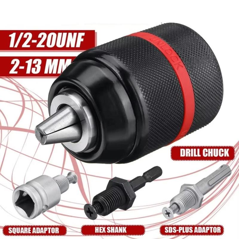 4Pcs Heavy Duty Metal Drill Chuck Adapter Set With Universal Adapters Fits Multiple Power Tools For Diy Woodworking Projects