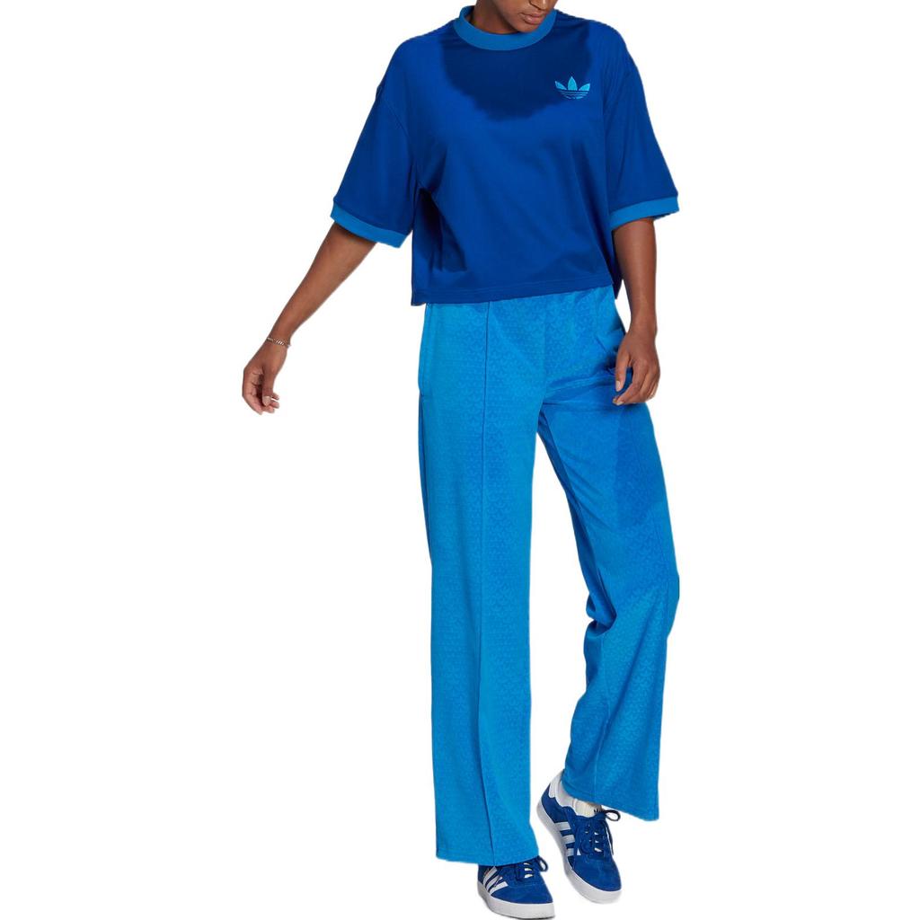 Adidas Originals Trefoil Oversized Tee With Logo Print Women Tops Blue IB2062