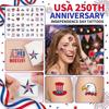 250pcs Waterproof Temporary Tattoos USA Independence Day Patriotic Stickers Festival Party Decoration Body Art for Adults Kids