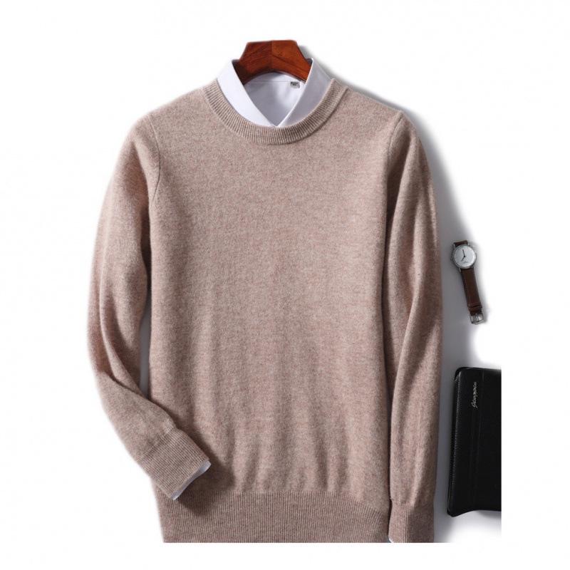 Men s Pure Wool Round Neck Pullover Sweater - Thick, Loose Fit, Plus Size, Autumn/Winter Collection S