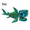 Flexible Shark Bone Figurine 3D Printed Articulated Skeleton Figurine, Pearlescent Joint Decorative Fish Sculpture Toy, Fidget Desk Decor, Gift