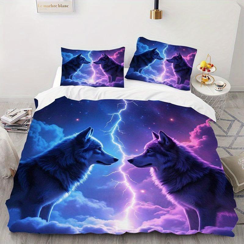 Wolf Bettwäsche Set Tiere Bettbezug Set Steppdeckenbezug Mit Kissenbezug Für Schlafzimmer Dekoration Geburtstagsgeschenk Halloween Weihnachtsgeschenk