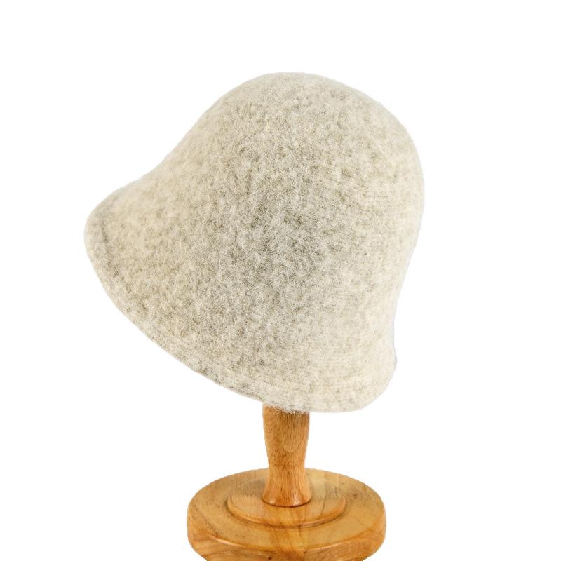 Pălărie tip bucket tricotată pentru femei, stil coreean, amestec de lână - Călduroasă, versatilă, potrivită pentru cap mare, pentru toamnă/iarnă