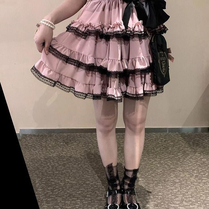 Lolita Bustier Cake Dress Dark Girly Lace Layered Lace Skirt