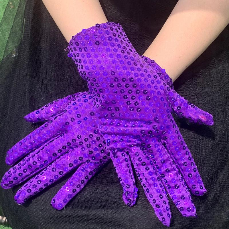

Adult Sparkling Glitter Stage Gloves Night Dance Performance Sequins Short Gloves Costume Cosplay Accessories