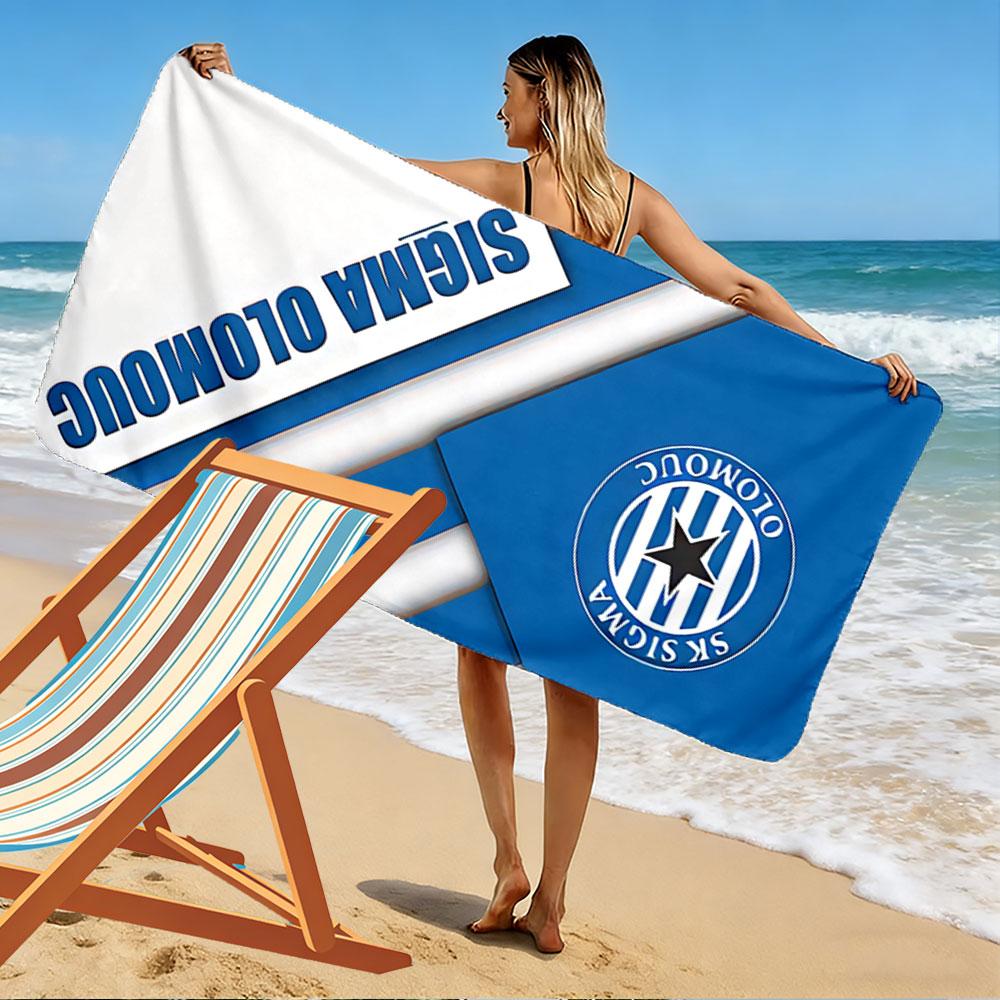 Beach Towel with Sigma Olomouc Czech Club Crest, Quick Dry Lightweight, Ultra Soft Absorbent, for Vacation Pool Gift