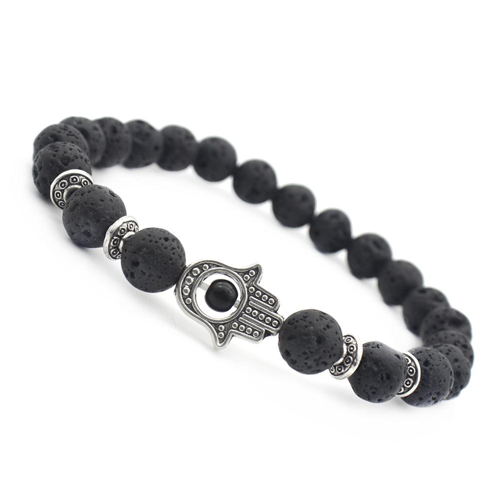 European & American Style 8MM Volcanic Rock Fatima Hand Bracelet